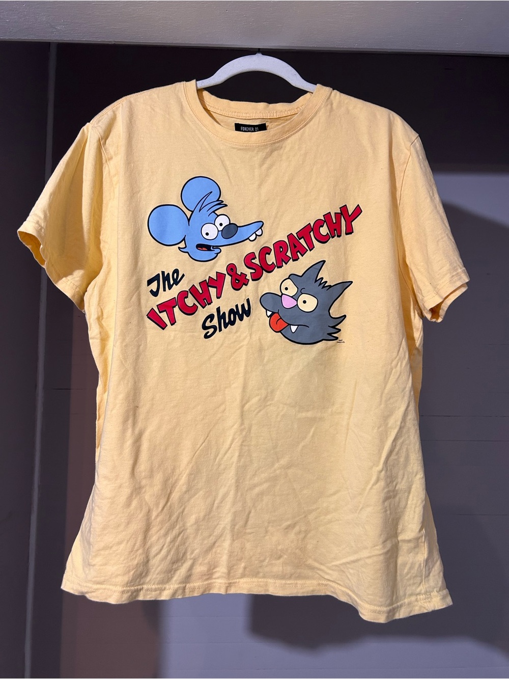 Forever 21 Yellow The Itchy & Scratchy Show Graphic Tee